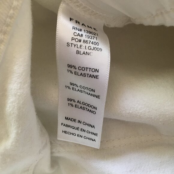 FRAME Denim Le Garcon Blanc 5 Pocket Logo Hardware Jeans - Picture 4 of 15